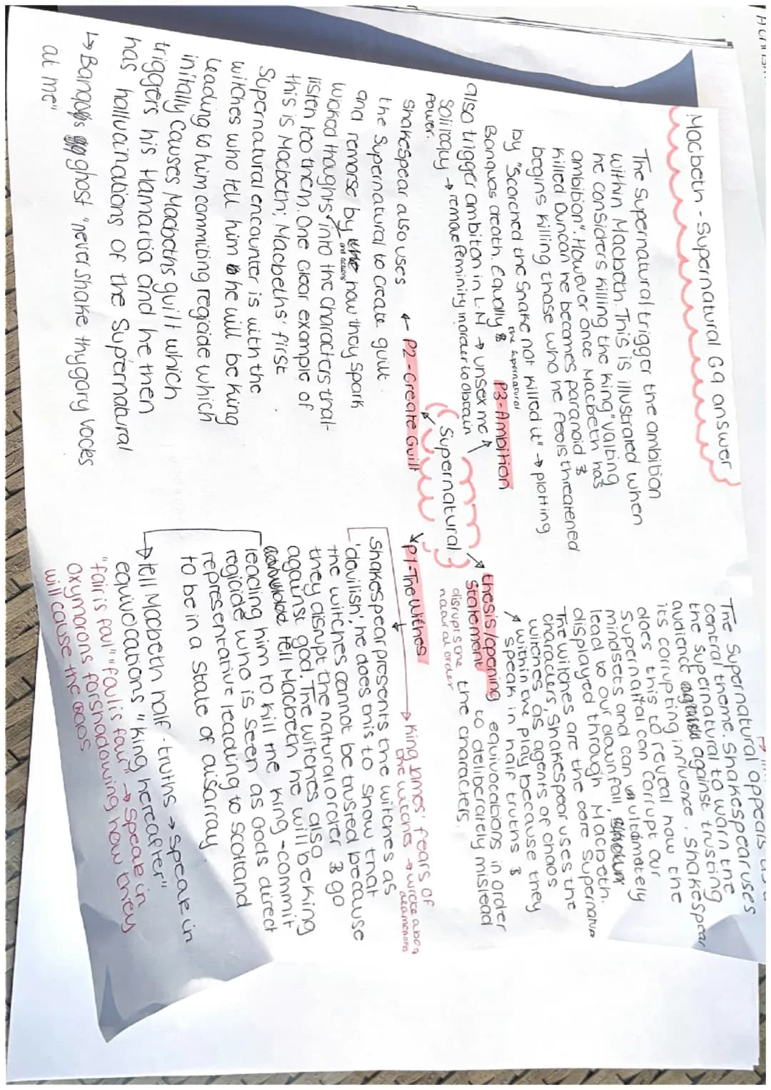 HODS
Macbeth - Supernatural G9 answer
The Supernatural trigger the ambition
within Macbeth. This is illustrated when
he considers killing th