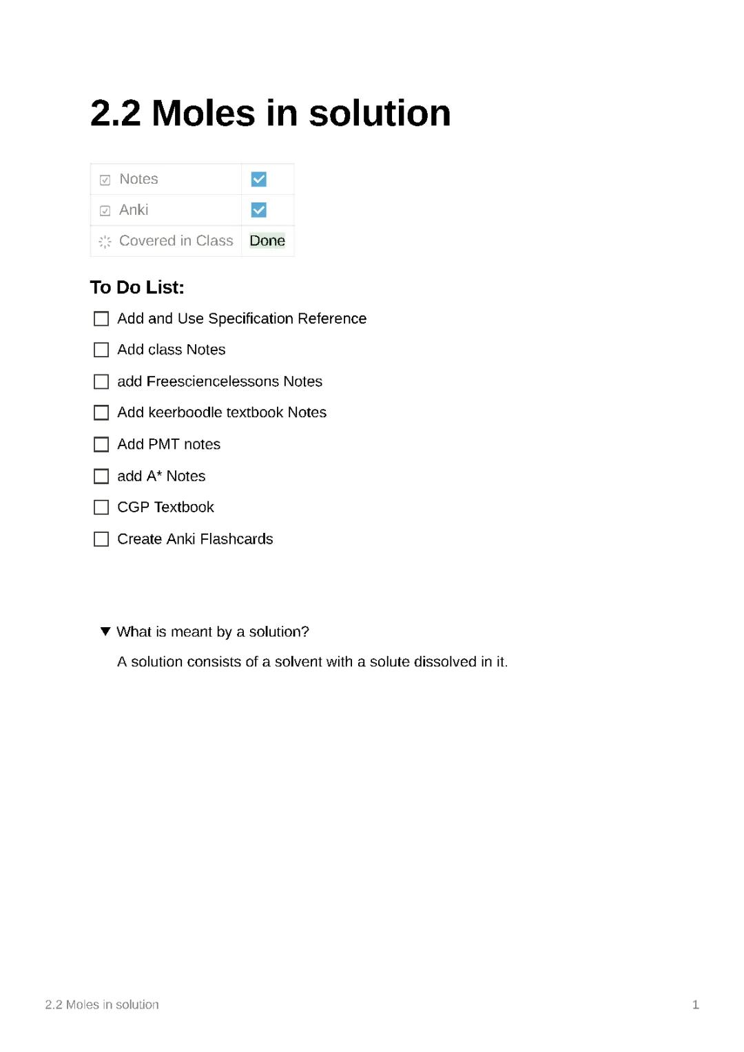 2.2 Moles in solution