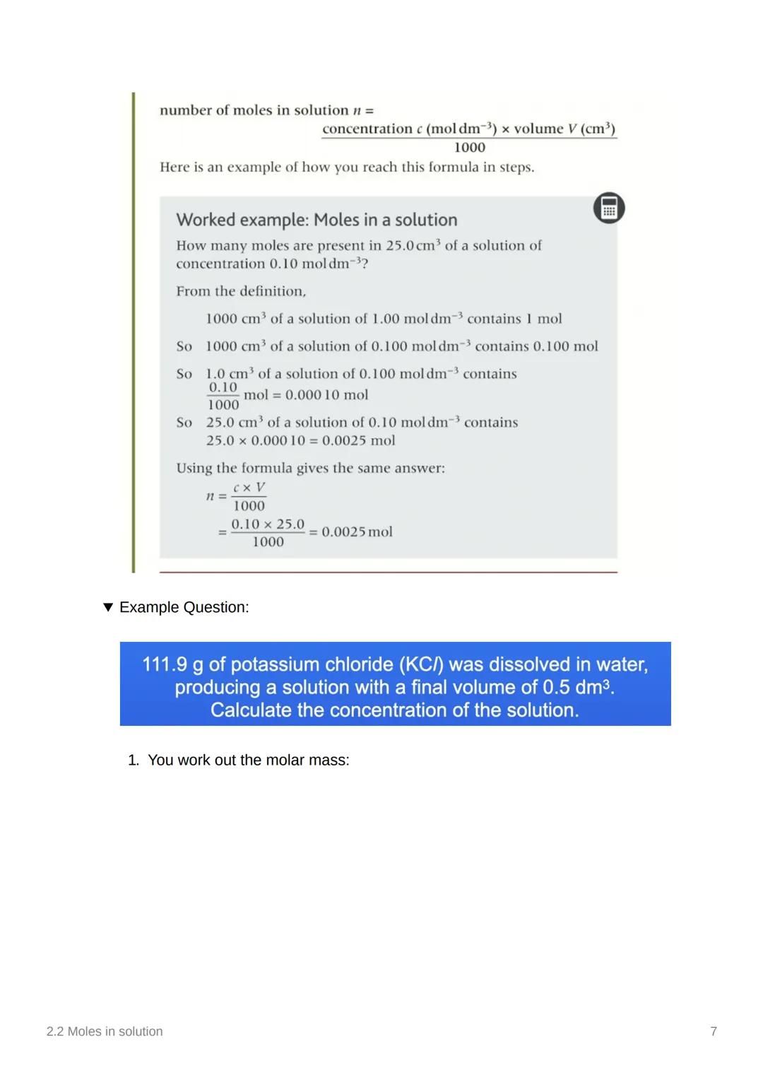 2.2 Moles in solution
Notes
Anki
00
Covered in Class Done
To Do List:
Add and Use Specification Refe
Add class Notes
add Freesciencelessons 