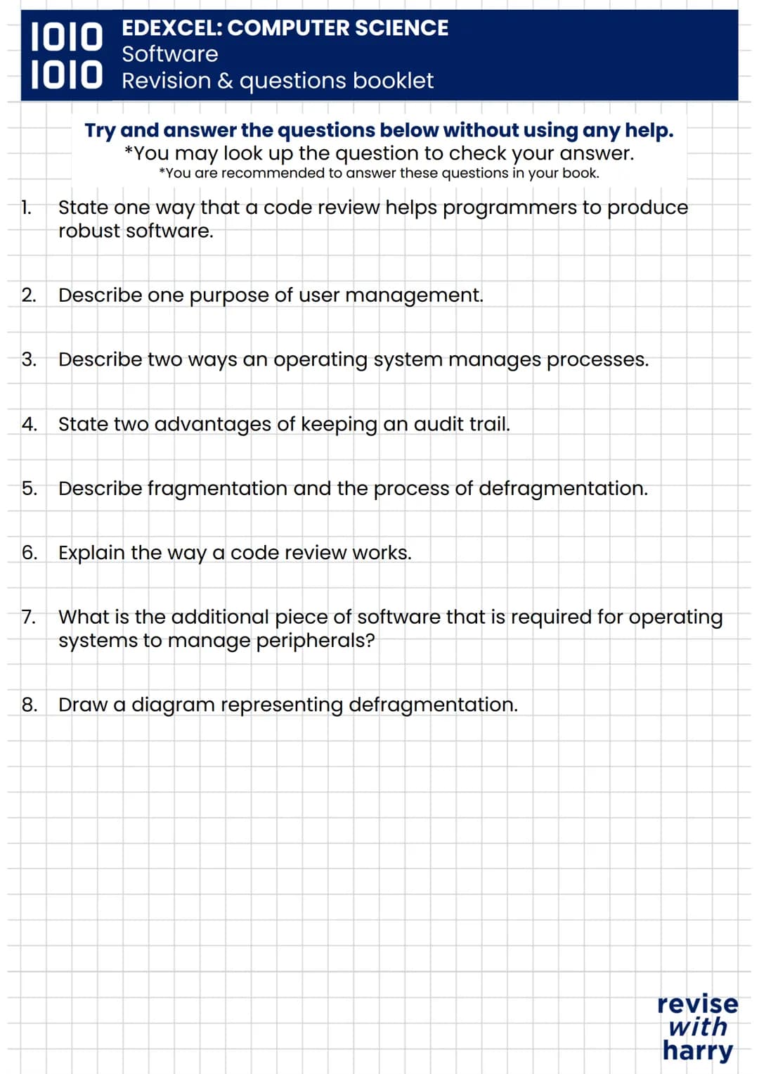 EDEXCEL: COMPUTER SCIENCE
1010 Software
1010 Revision & questions booklet
WHAT IS SOFTWARE?
Any program that runs on a computer.
WHAT IS AN 