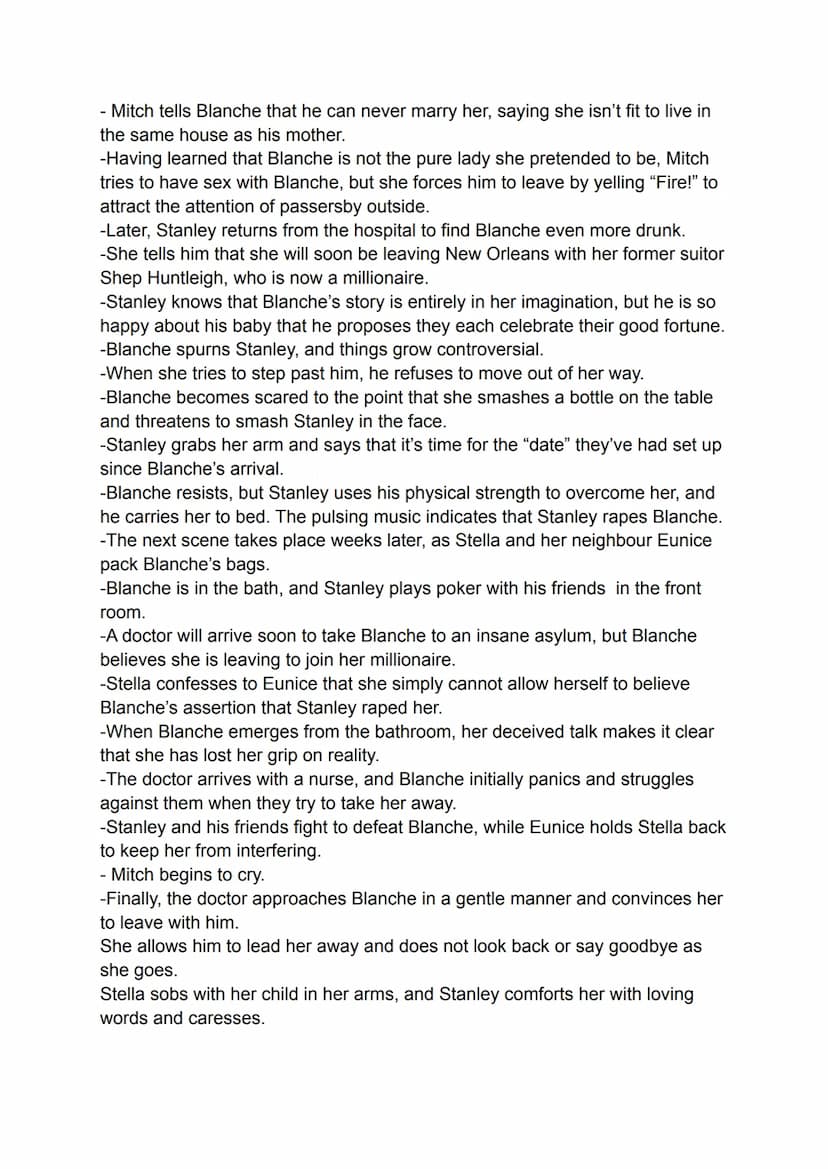 A Streetcar Named Desire
By Tennessee Williams
1-4
AQA: A Streetcar named Desire- Plot Summary
-Blanche DuBois, a schoolteacher from Laurel,