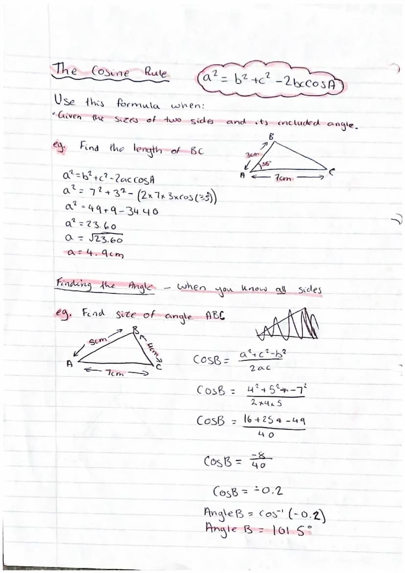 Using Sine and Cosine Rules the
find
a Side or Angle
in a Triangle
How to know which formula to use:
What are you being asked to find?
Know 
