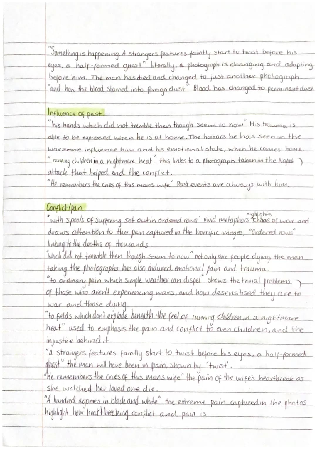 2
2
Carol Ann Duffy - Poetry themes.
War Photographer
• Change: The damage caused by war / lives lost/ the safety in England and the lack of