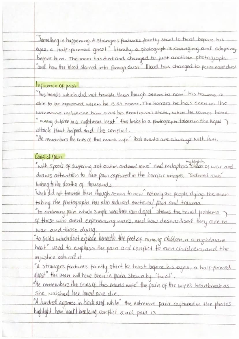 2
2
Carol Ann Duffy - Poetry themes.
War Photographer
• Change: The damage caused by war / lives lost/ the safety in England and the lack of