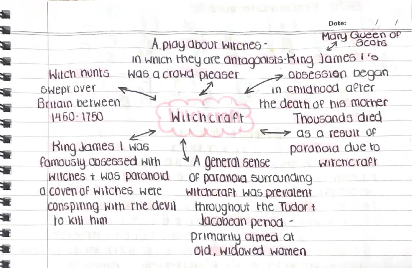 GCSE-English Literature
Date:
/
/
டு
☆
Religion was
**
a key part of Jacobean Era in
Jacobean
life
James I was
a supporter of
Punranism + ve