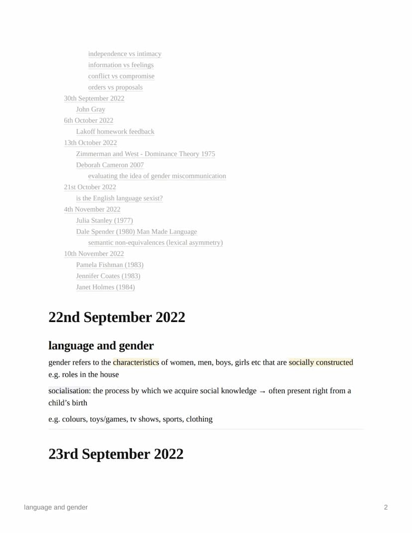 language and gender
Ⓒsubject
english language
Last edited time @November 21, 2022 5:44 PM
deadline
= notes
status
© type
key terms highlight