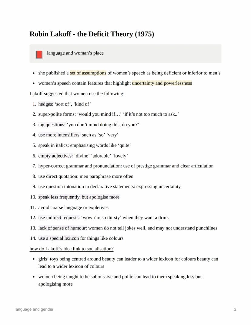 language and gender
Ⓒsubject
english language
Last edited time @November 21, 2022 5:44 PM
deadline
= notes
status
© type
key terms highlight