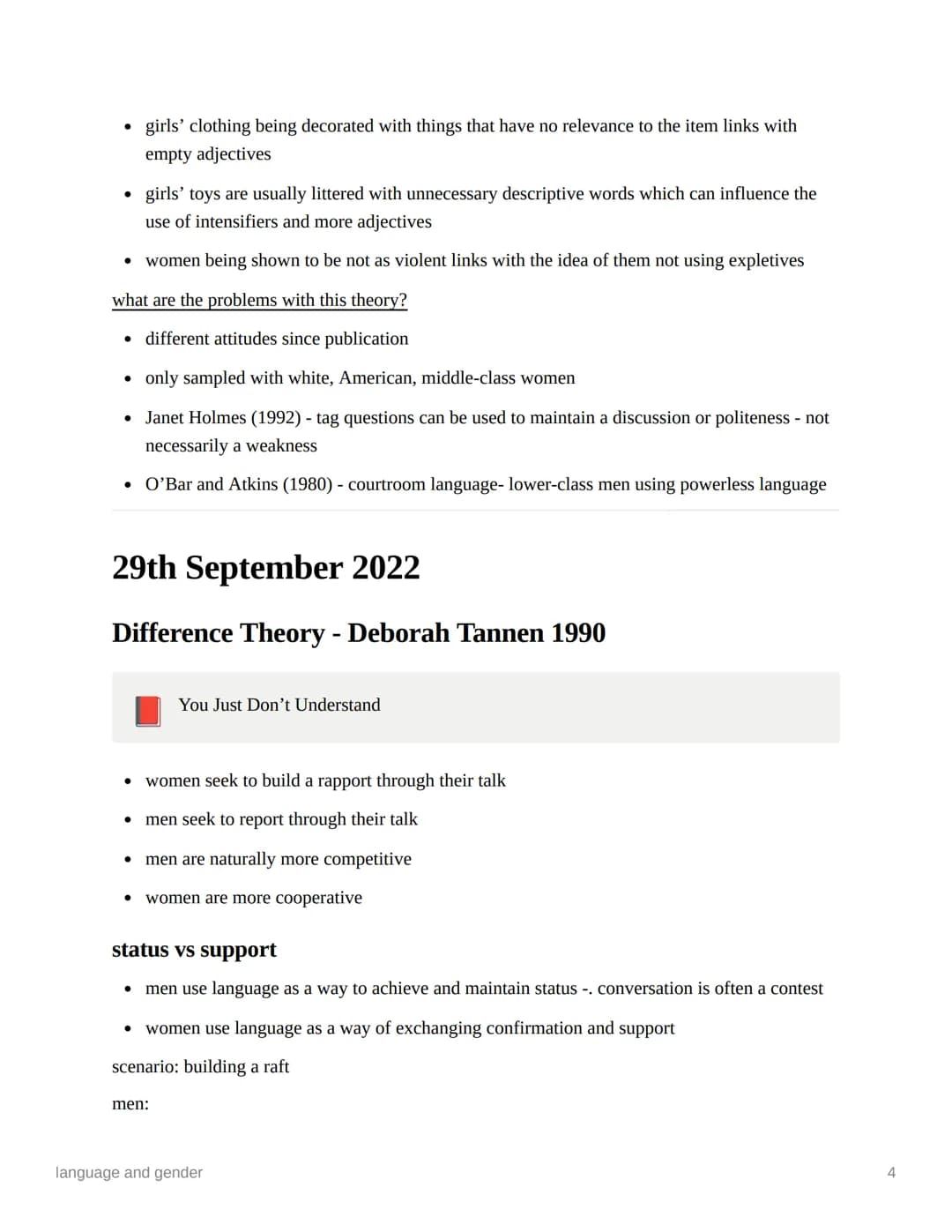 language and gender
Ⓒsubject
english language
Last edited time @November 21, 2022 5:44 PM
deadline
= notes
status
© type
key terms highlight