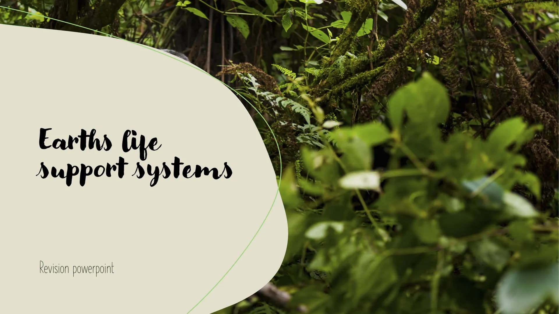 Earths life
support systems
Revision powerpoint ●
●
The importance of water and carbon 4.1
to life of earth?
Water
●
Water helps to create t