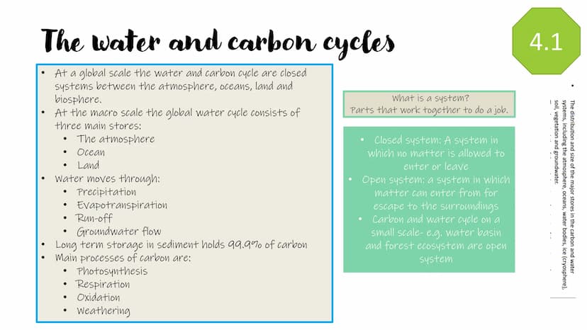 Earths life
support systems
Revision powerpoint ●
●
The importance of water and carbon 4.1
to life of earth?
Water
●
Water helps to create t
