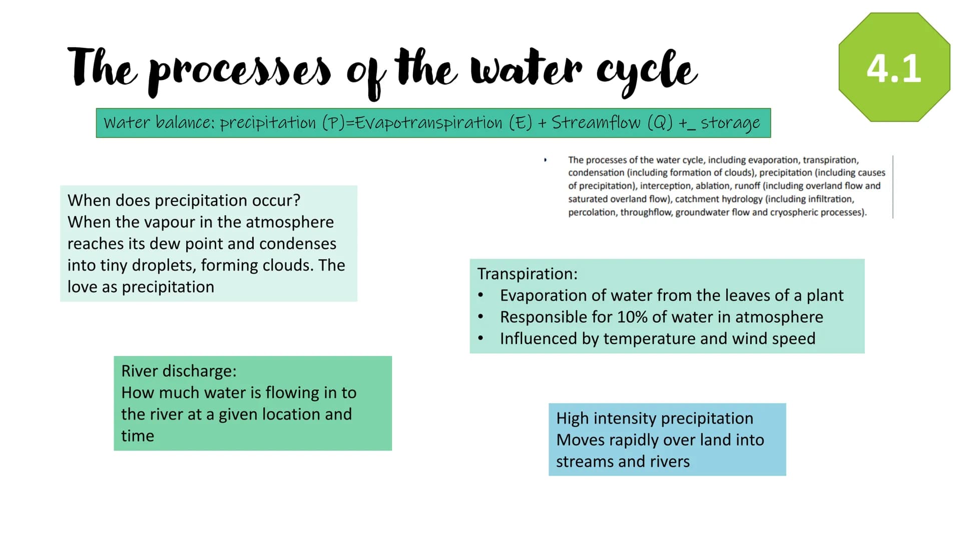 Earths life
support systems
Revision powerpoint ●
●
The importance of water and carbon 4.1
to life of earth?
Water
●
Water helps to create t