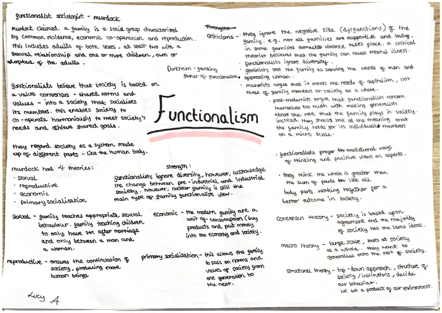 functionalist sociologist - murdock
murdock claimed a
-family is a social group characterised
by common residence, economic co-operation and