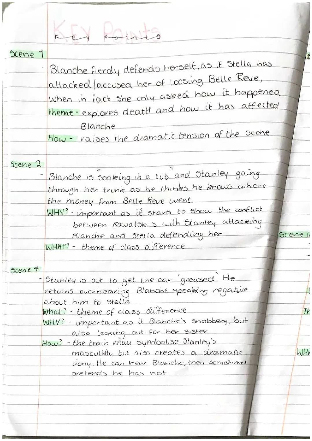 a streetcar named desire - key points