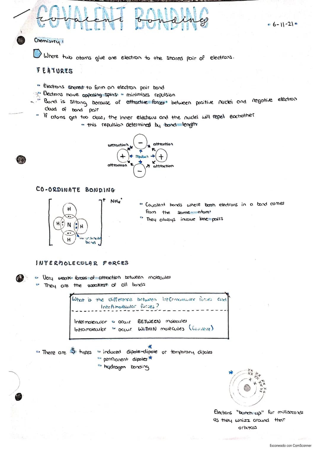 COVALENT BONDing
Bonging
Chemistry
Where two atoms give one electron to the shared pair of electrons.
FEATURES
09
Electrons Shared to form a