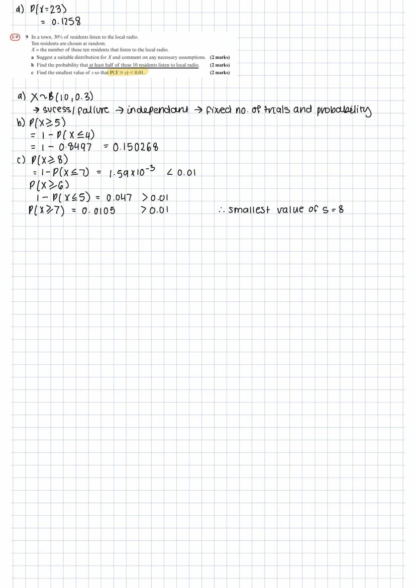 Probability Distributions
random variable i'S
sumple space
१८
1
2 3 4 56
P(X=x) 1/6 1/6 1/6 1/16 1
x
1
P(SS) 26
This spinner is spun until i