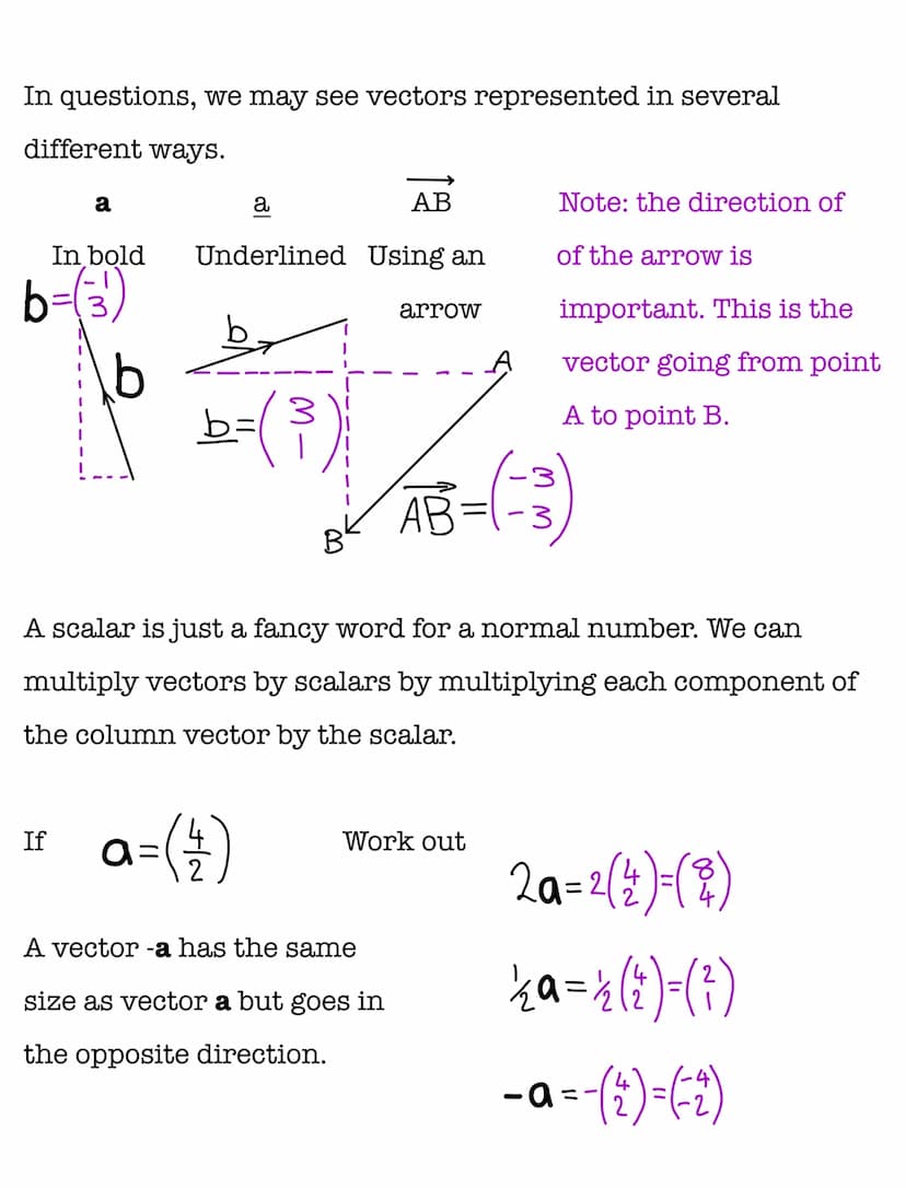 Vectors
A vector is a quantity that has a magnitude (size) and
direction. Vectors are drawn as arrows.
magnitude
3
A column vector is one wa