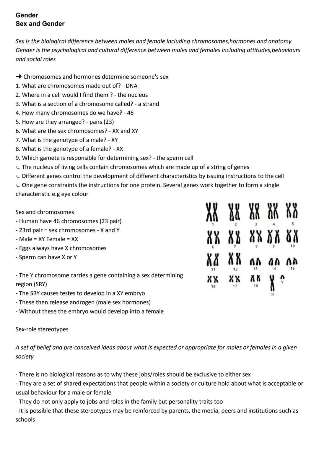 AQA Psychology Gender Notes: Paper 3 PDF Free with Answers & Exam Questions