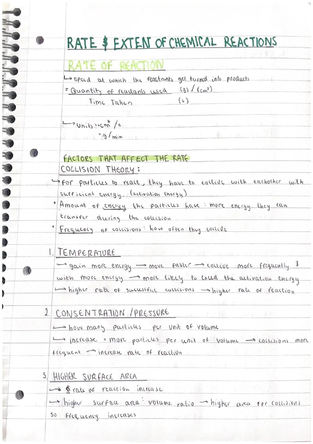 chemistry- rates and extents of chemical reactions