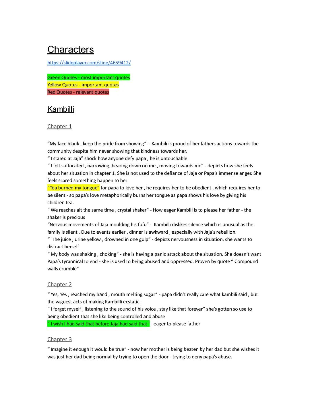 Purple Hibiscus characters and themes and quotes