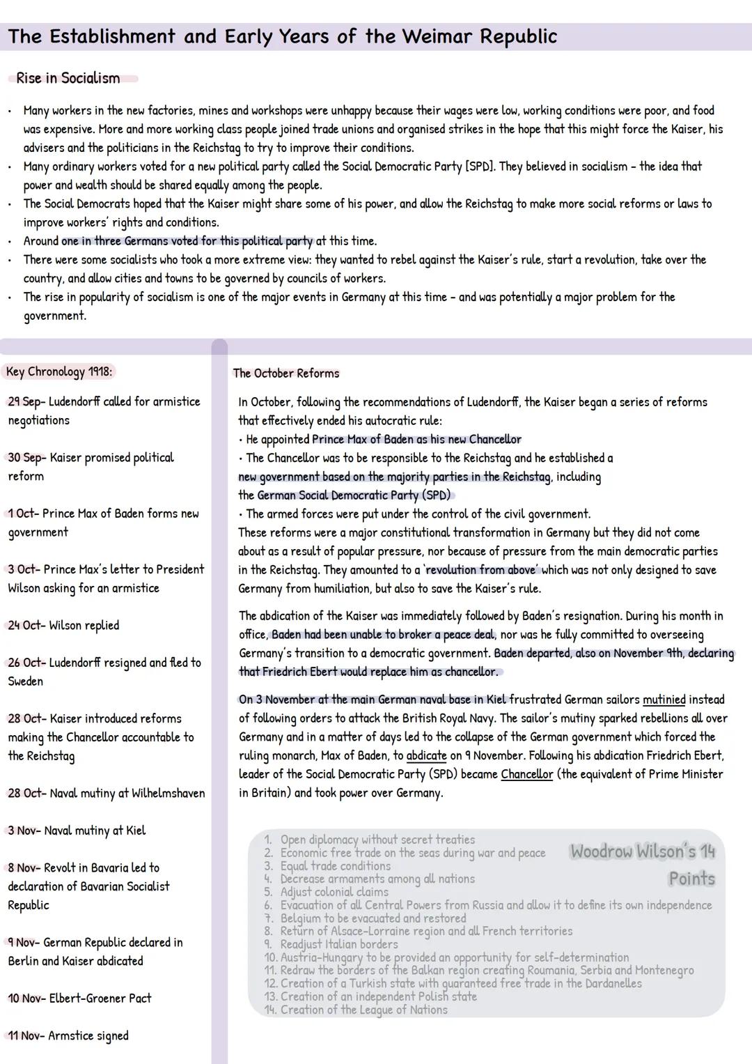The Establishment and Early Years of the Weimar Republic
Rise in Socialism
Many workers in the new factories, mines and workshops were unhap
