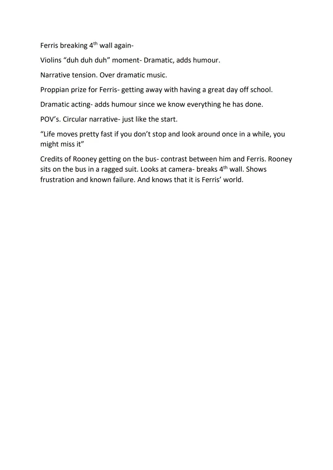 Film Studies Ferris Bueller's Day Off- Ending.

3 Focuses- GENRE NARRATIVE COMEDY.

Act III

Wide shot of Ferris and Sloane-

Over the shoul