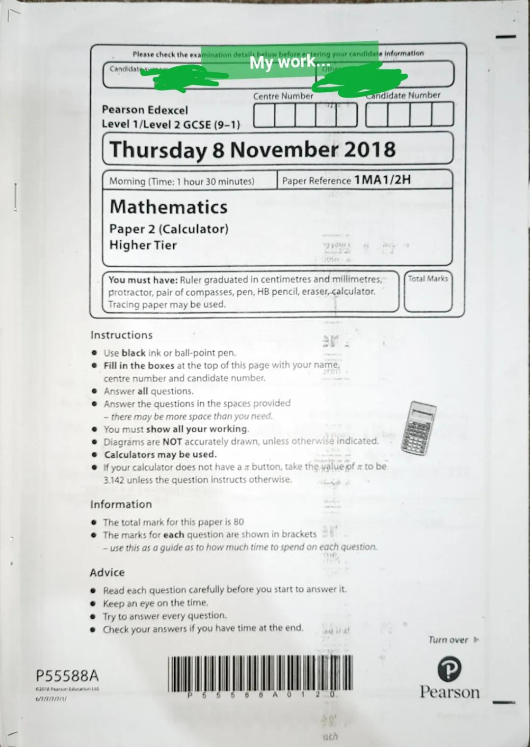 Edexcel GCSE Higher Tier Mock Exam Solutions and Maths Past Papers with Answers