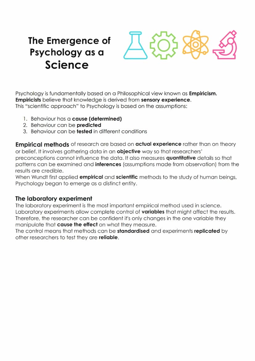 Unit 2
Approaches
Origins of Psychology:
Wundt
• Introspection
The emergence of Psychology as a science.
Learning Approaches:
The Behaviouri