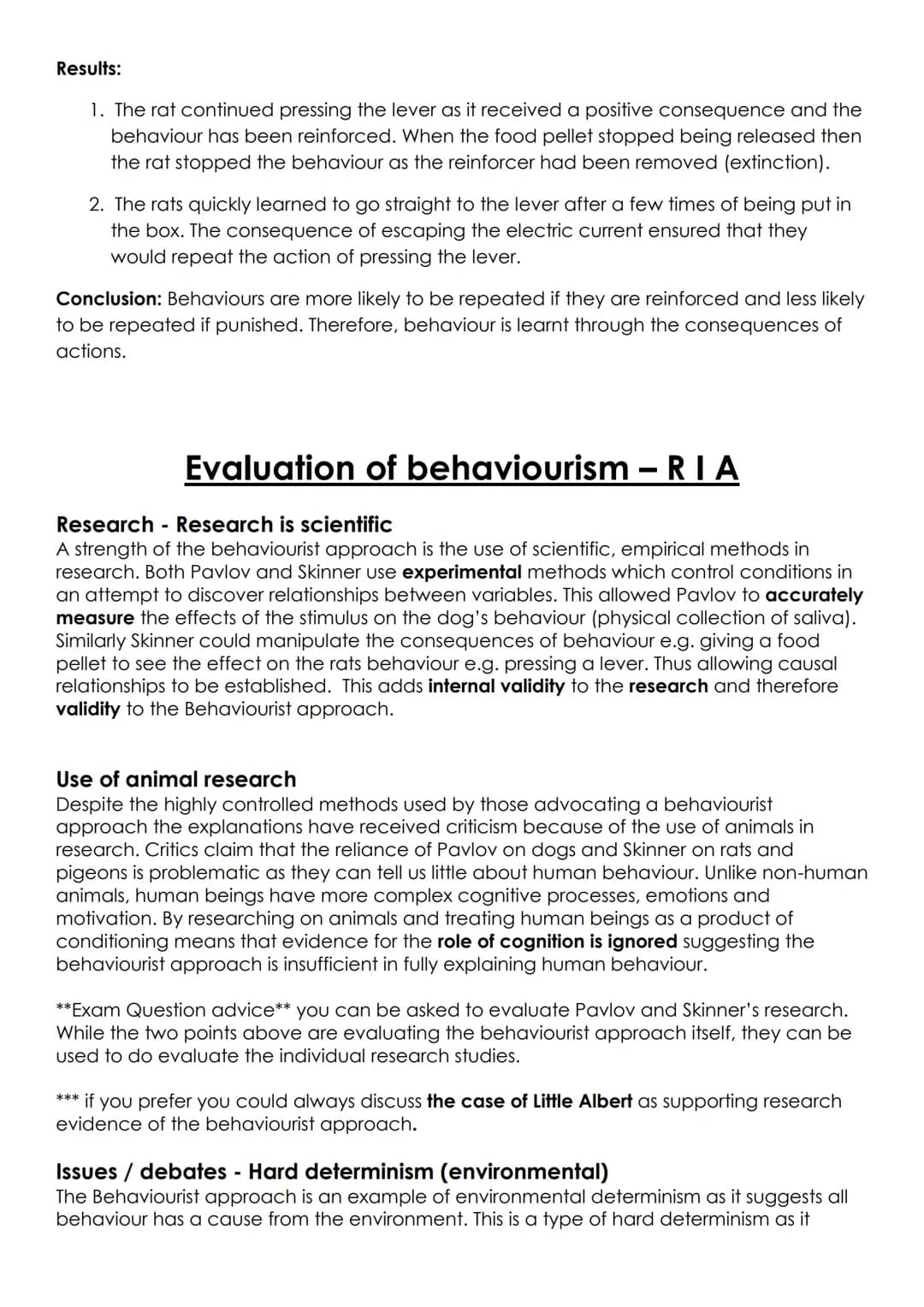 Unit 2
Approaches
Origins of Psychology:
Wundt
• Introspection
The emergence of Psychology as a science.
Learning Approaches:
The Behaviouri