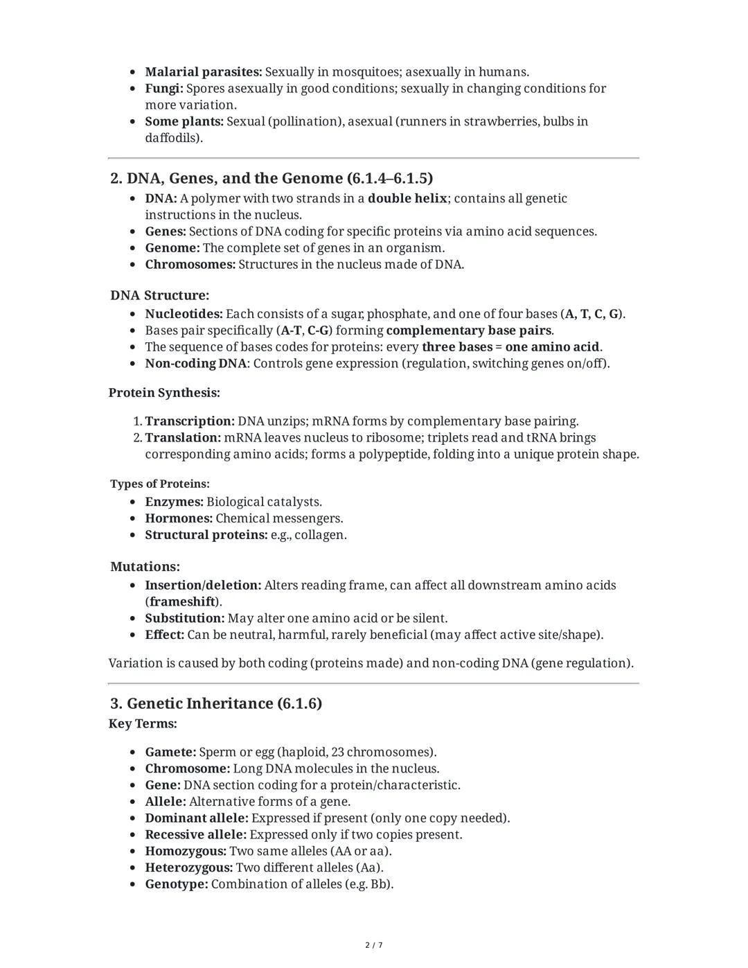 # AQA GCSE Biology – Topic 6: Inheritance, Variation, and Evolution

1. Reproduction (6.1)

Sexual and Asexual Reproduction (6.1.1)

* Mitos