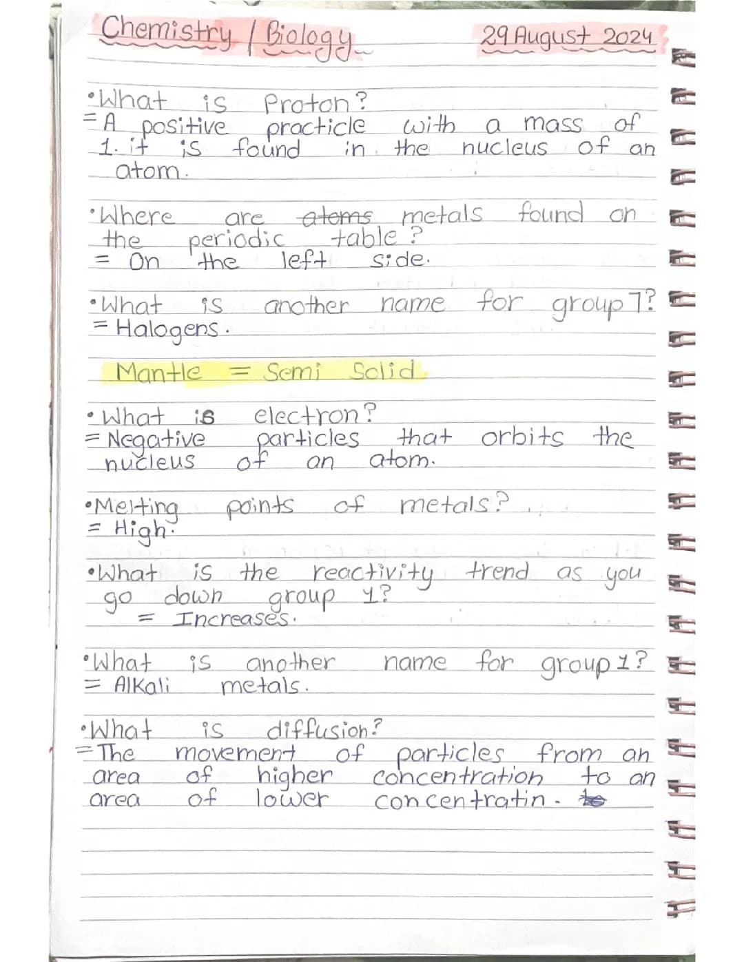 Biology and Chemistry 