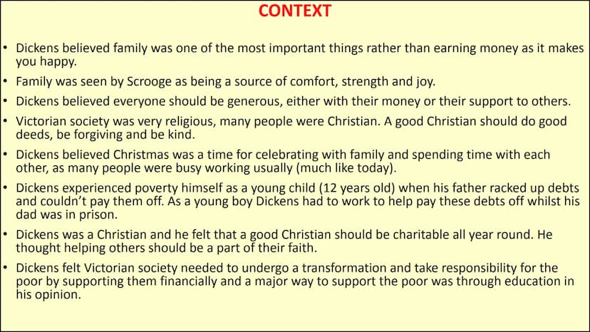 RELEVANT THEMES AND LINKING TO THE CONTEXT
• The Christmas spirit = showing generosity, charity, kindness, and goodwill to others. The
Chris