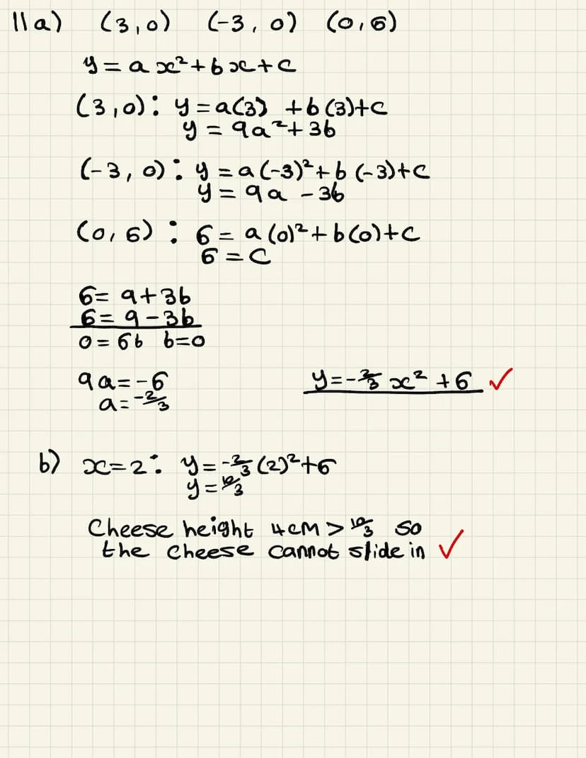 QUADRATICS AND MODELLING (TWO PAGES)
1.
2.
3.
4.
5.
6.
Use the discriminant to determine how many solutions the following
quadratics have:
a