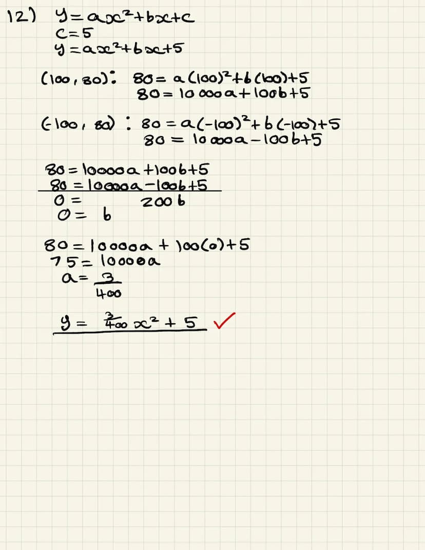 QUADRATICS AND MODELLING (TWO PAGES)
1.
2.
3.
4.
5.
6.
Use the discriminant to determine how many solutions the following
quadratics have:
a