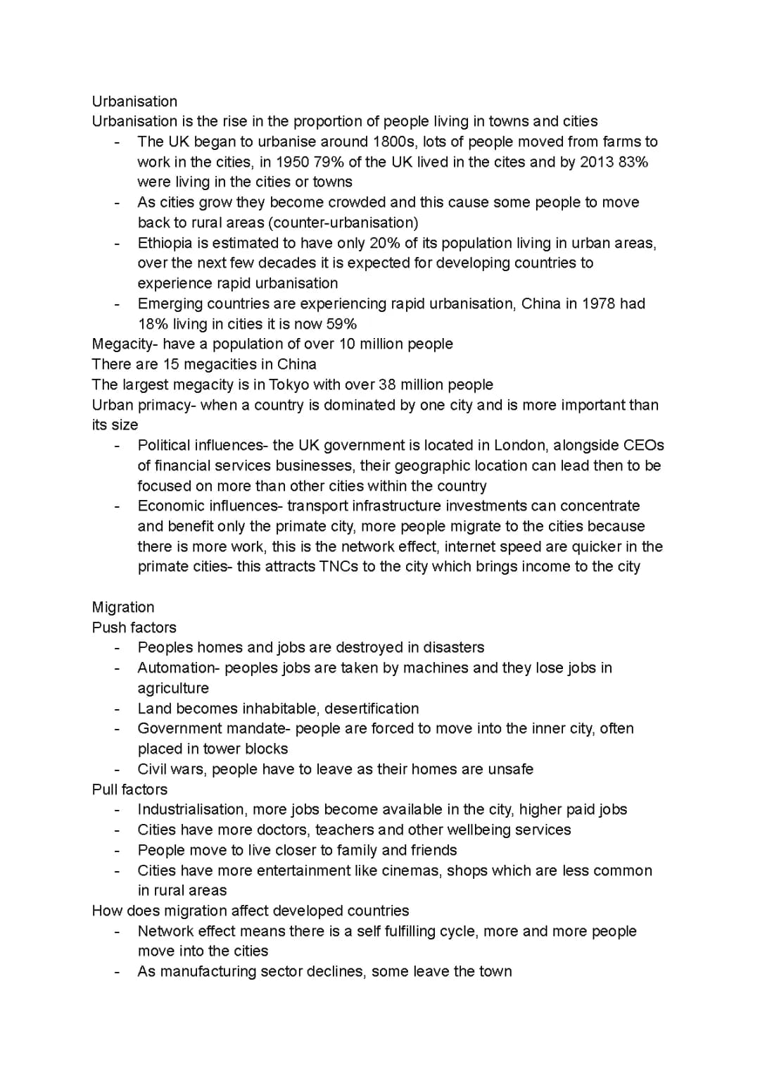 Challenges of an Urbanising World - GCSE Edexcel Geography B