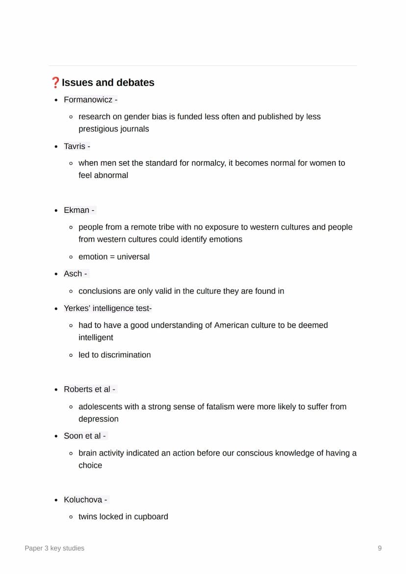 3
Paper 3 key studies
Forensic psychology
• Goodwin - the top down approach is too simplistic and cannot categorise all
criminals
●
●
●
Cant