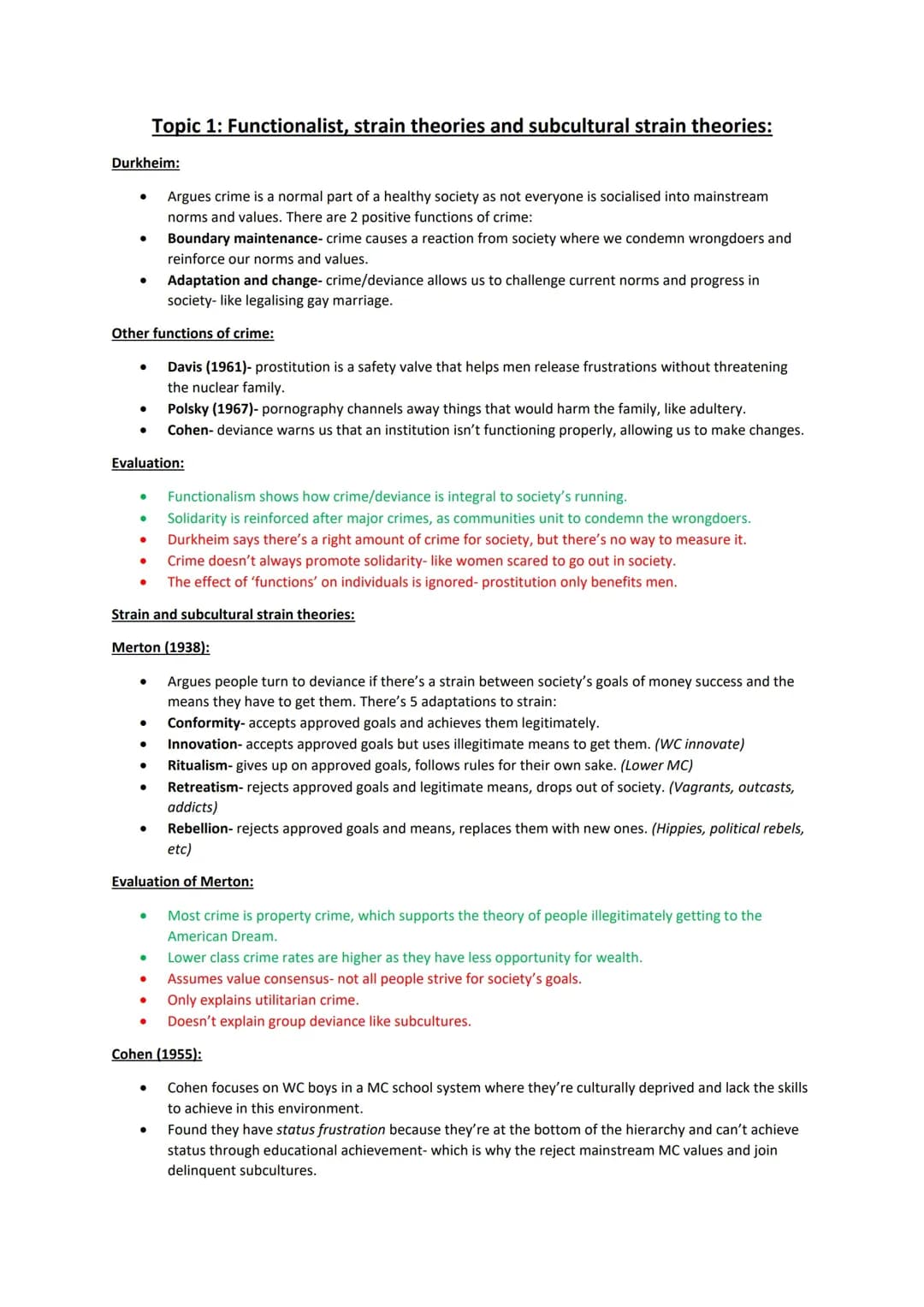 A Level Sociology: Functionalist, Strain, and Subcultural Theories Explained