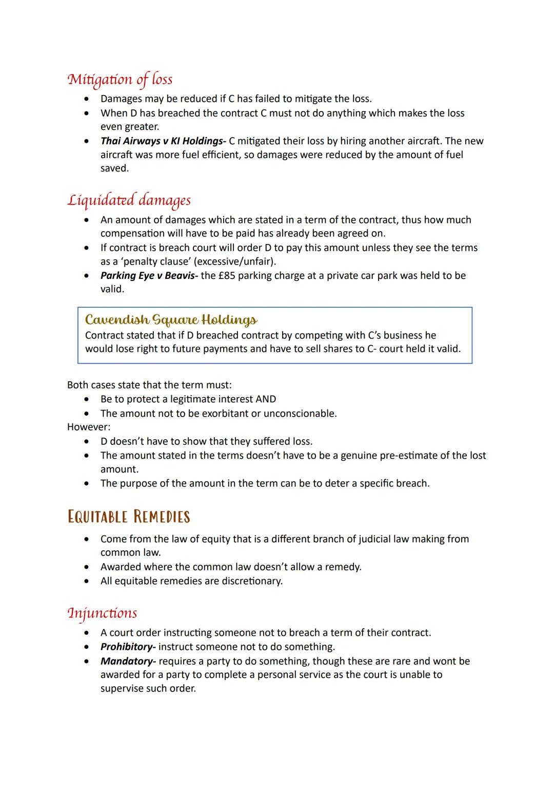 # Remedies # DAMAGES

*   The main legal remedy in contract law.
*   It is aright if C has won a claim for breach of contract so C will rece
