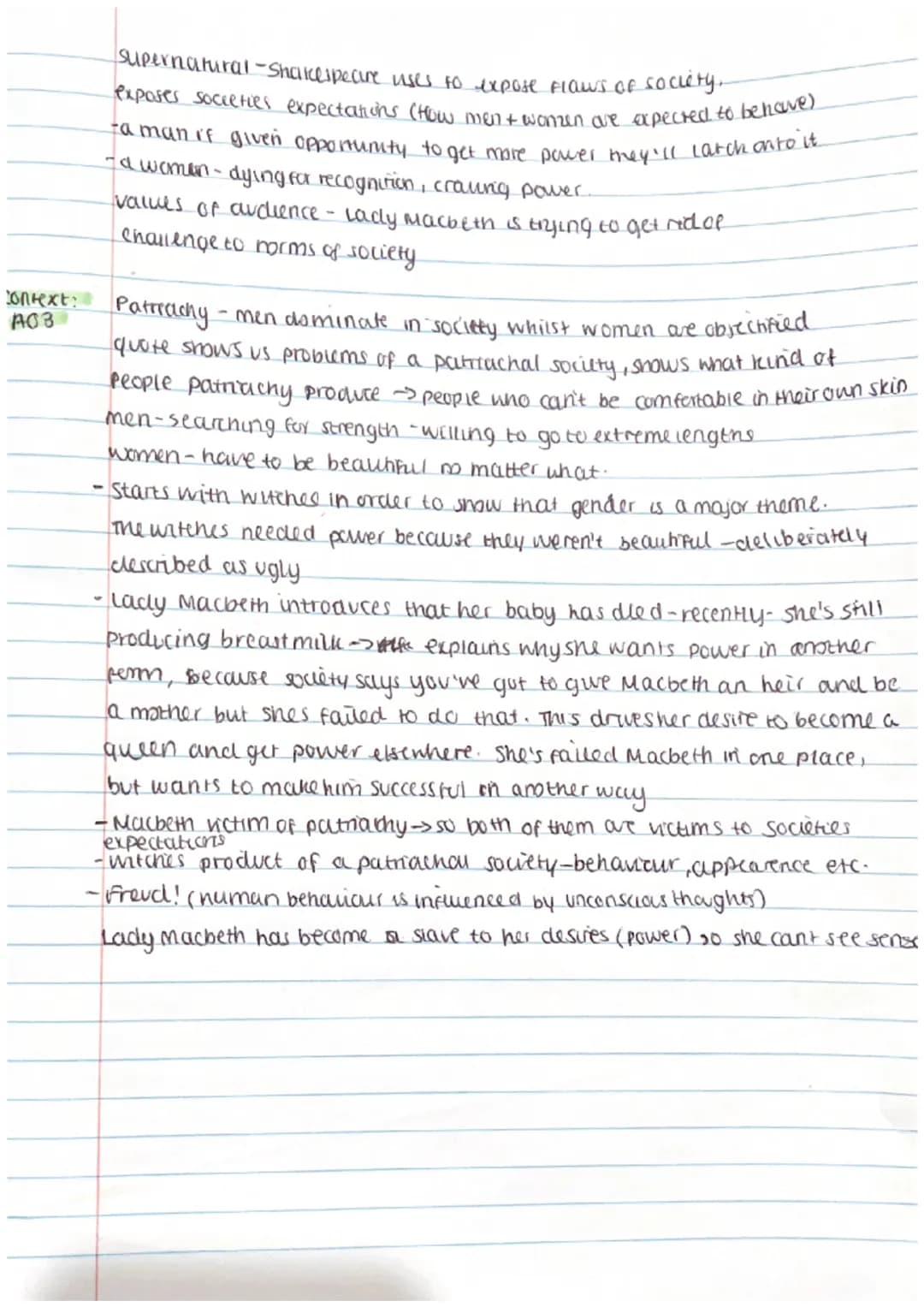 Form: Play
audience
Questions -Supernatural
linked
to
can be used:
-tady Macbeth
she
understands
task at
hand.
A02.
(language.
form and
stru