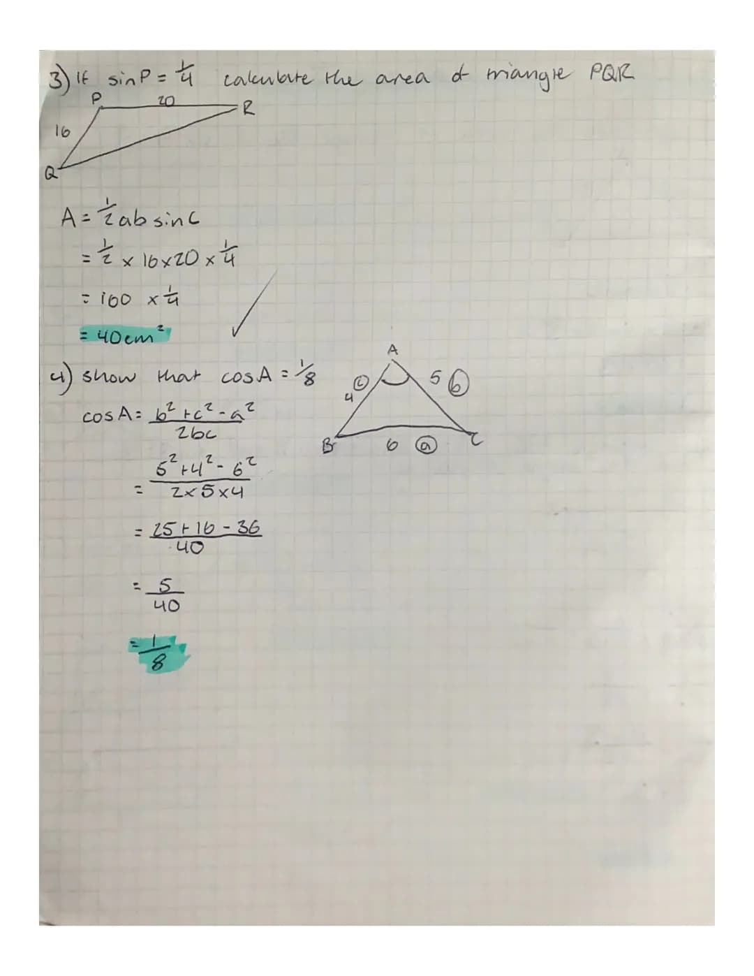 16/9/20
1) calculate the
B
A
12
X
A
10
A=Zab sinl
A=²2x10x12x².
= 60 x ²/3
= частв
2) In mangle ABC, AB = 12 cm,
Find the length of side AC
