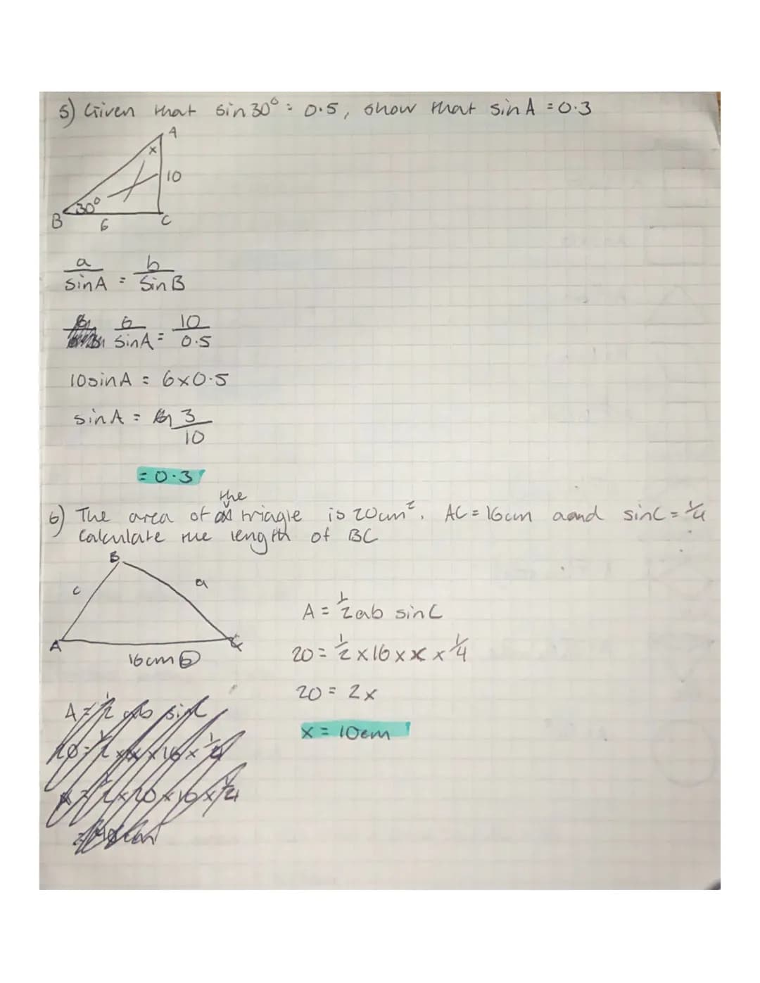 16/9/20
1) calculate the
B
A
12
X
A
10
A=Zab sinl
A=²2x10x12x².
= 60 x ²/3
= частв
2) In mangle ABC, AB = 12 cm,
Find the length of side AC
