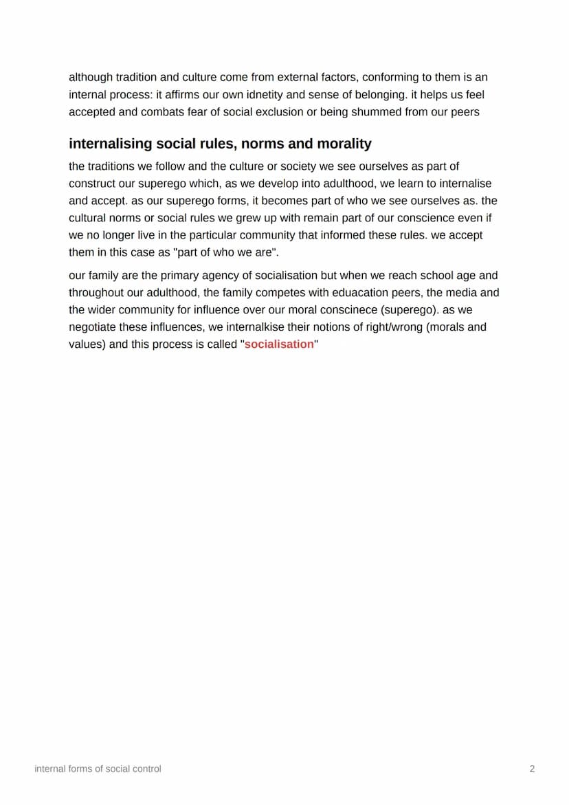 internal forms of social control
forms of social control
social control involves persuading or compelling people to conform to society's
nor