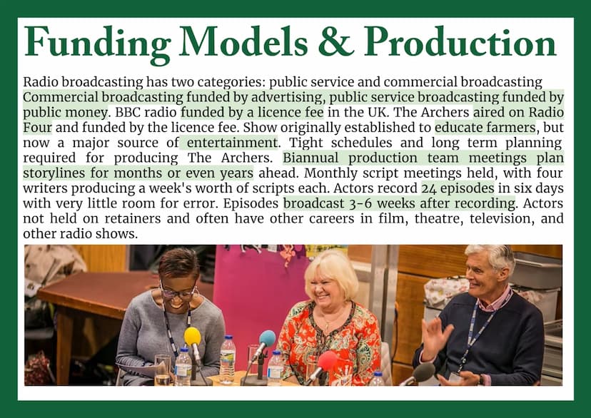 The Archers
Media Studies GCSE Context
Background Context
The Archers: radio show
on Radio Four
5+ million listeners,
significant in British