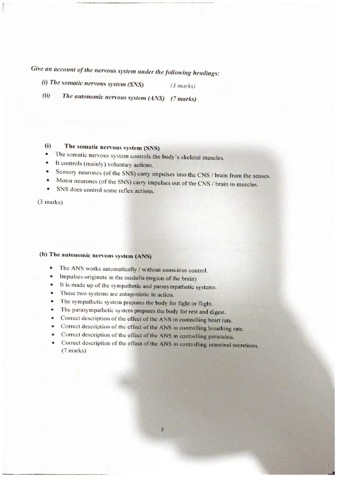 Essay Booklet- Unit 3
Neurobiology & Immunology
CfE Higher Human Biology
1 Give an account of the nervous system under the following heading