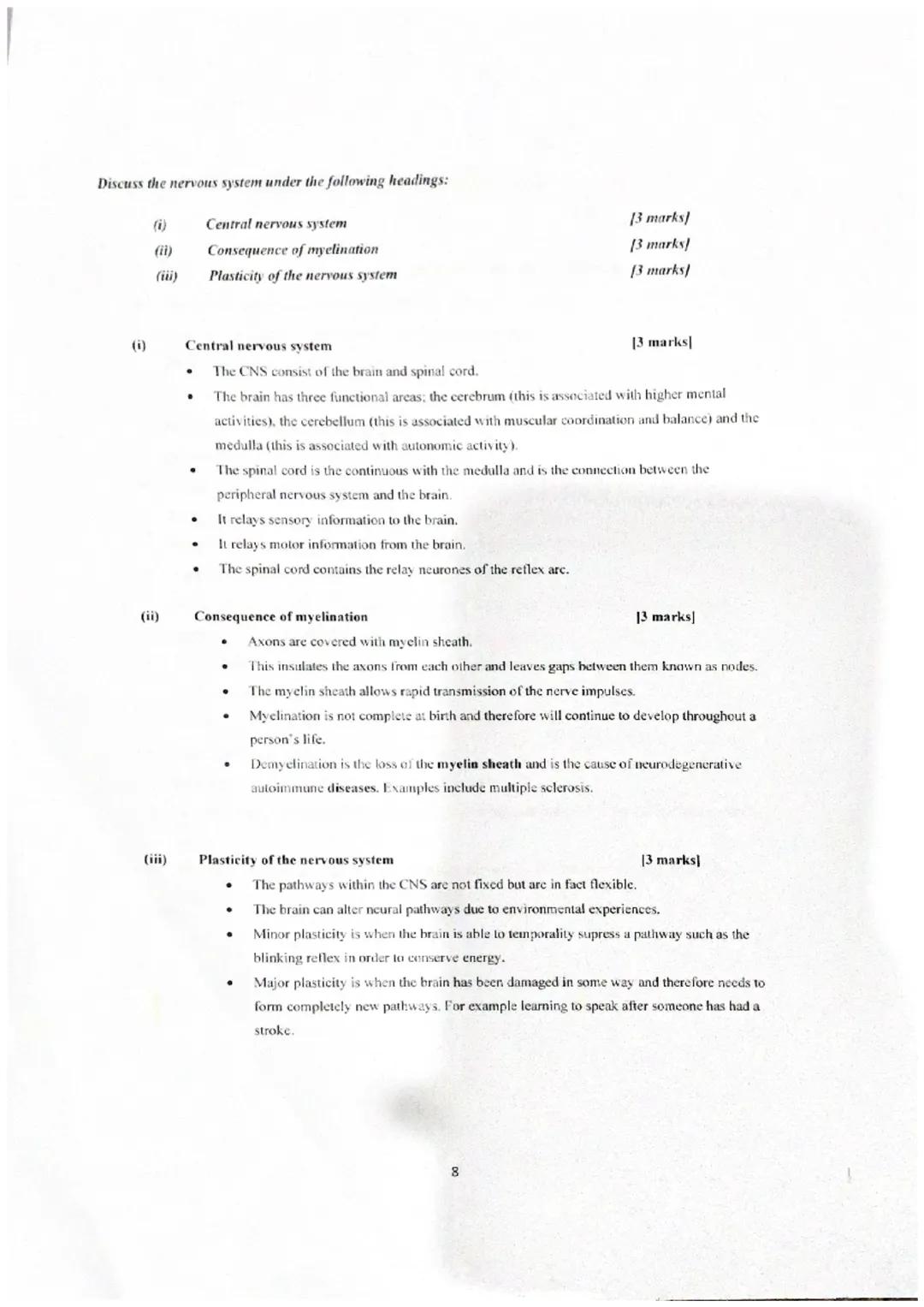 Essay Booklet- Unit 3
Neurobiology & Immunology
CfE Higher Human Biology
1 Give an account of the nervous system under the following heading