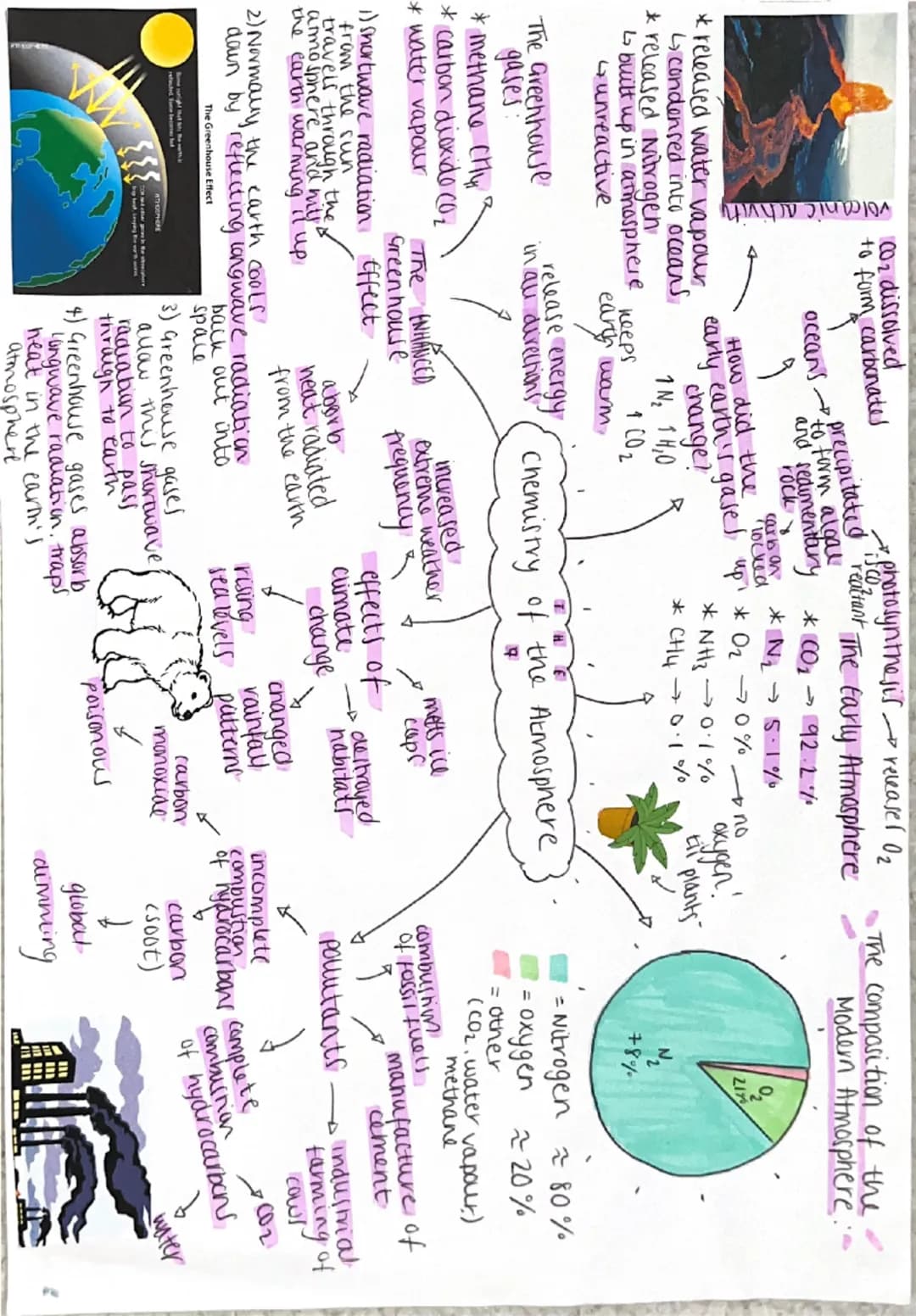 volcanic activity
CO₂ dissolved
to form carbonates
oceans
precipitated
•photosynthesis released O₂
The Early Atmosphere
*ich pattant.
to for