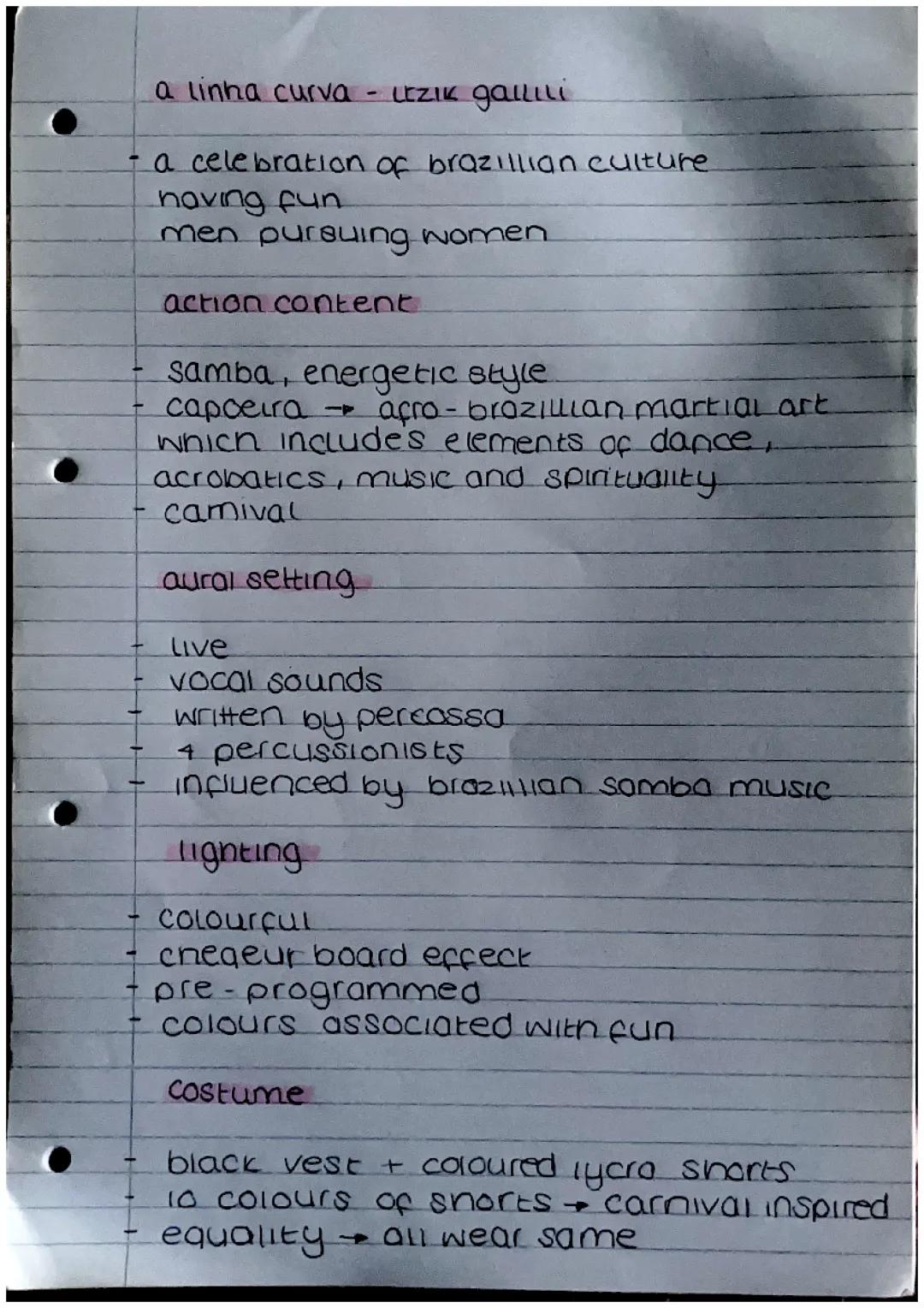 AQA GCSE Dance Analysis: A Linha Curva and Within Her Eyes