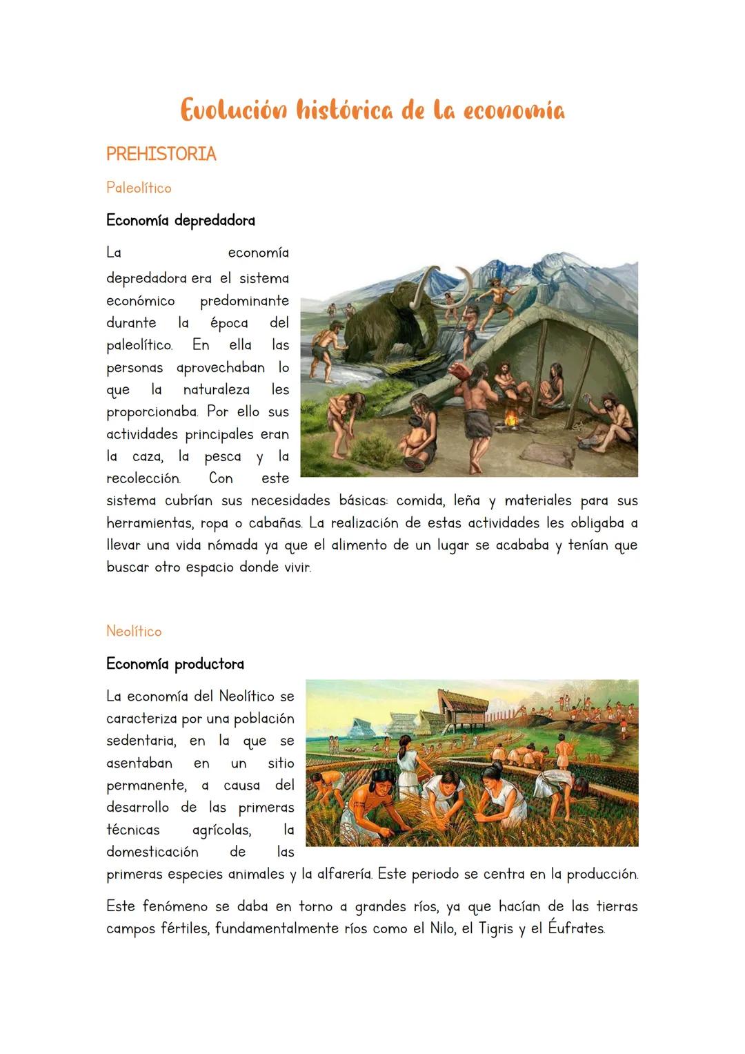 # Evolución histórica de la economia

PREHISTORIA

Paleolítico

Economía depredadora

La economía
depredadora era el sistema
económico predo