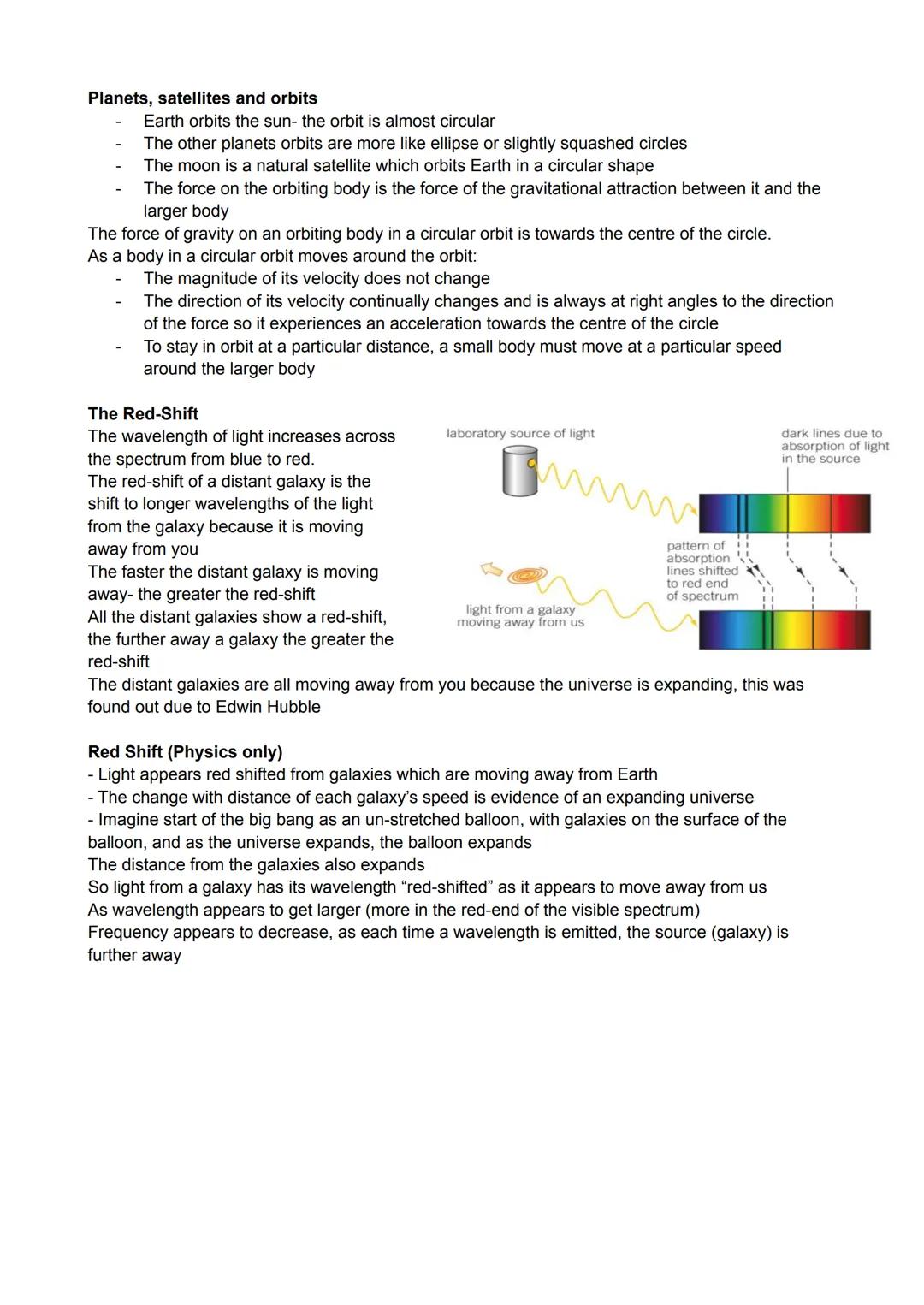 Space - GCSE Physics Triple Higher 