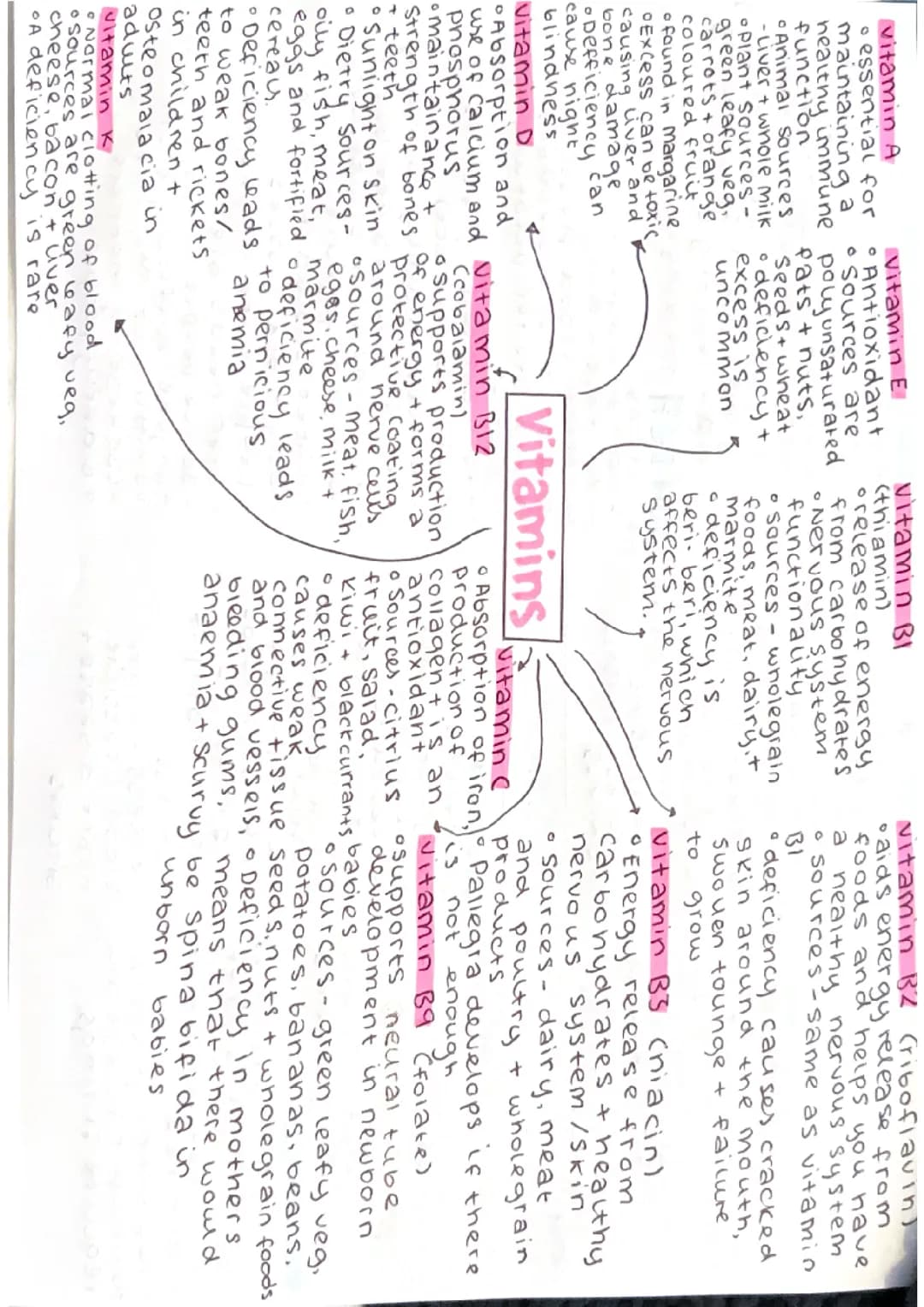 Vitamin and Mineral Mind Map