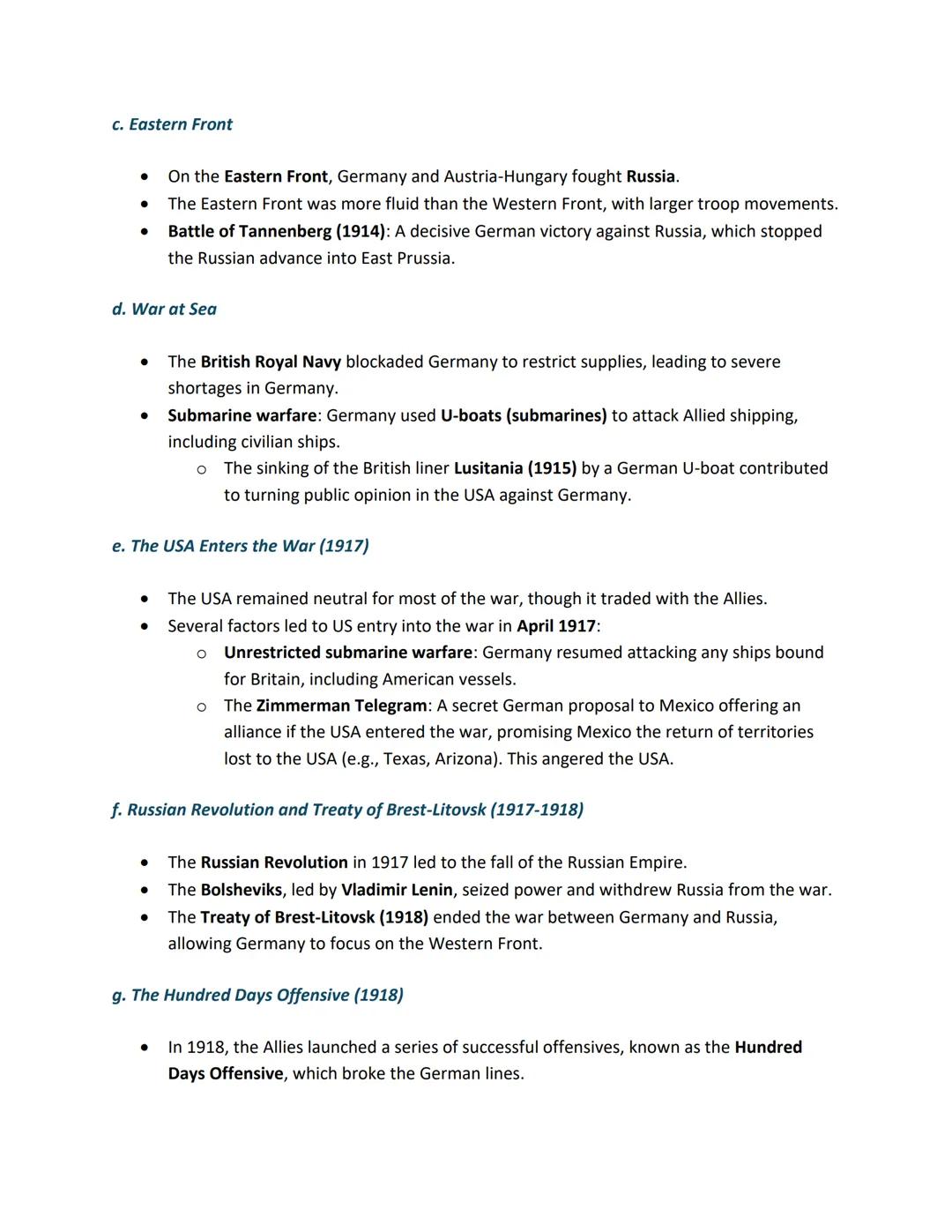 # 1. Causes of World War I

a. Militarism

*   Militarism is the belief in building up strong armed forces to prepare for war.
*   European 